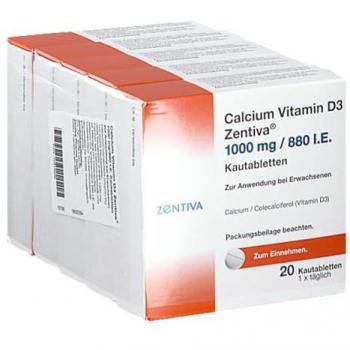 Zentiva Calcium Vitamin D3 1000 mg / 880 I.E. Kautabletten 100 Stück