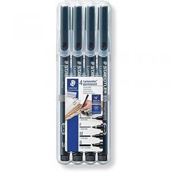 Staedtler 31-9WP4GS Lumocolor Universalstift, 4er-Etui schwarz
