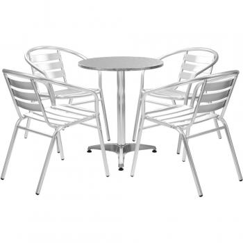VidaXL Silver Aluminium 5-Piece Compact Dining Table Set