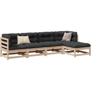 Salon de jardin en bois massif marron 5 pièces – vieXL – 70 cm × 70 cm × 67 cm – 5 personnes
