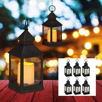 RELAXDAYS 8 x LED Laterne im Set, Kerze mit Flammeneffekt, Outdoor geeignet, nostalgische Deko-Laternen, h: 23 cm, schwarz