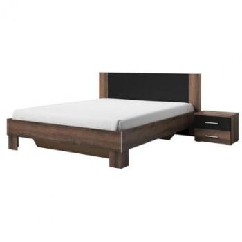 Adulto Irina 180x200: Cama con Mesitas en Roble Oscuro & Negro
