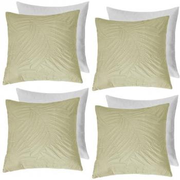 Set of 4 Sage Green Leaf Pinsonic Filled Cushions