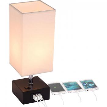 Modern Table Lamp with Black Base and Cream Shade