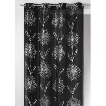 Rideau Shantung à Motifs Métalliques Noir 140 x 260 cm