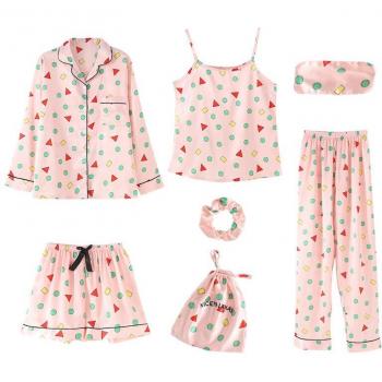 Spring/Summer/Autumn Women's Silk Pajama Set
