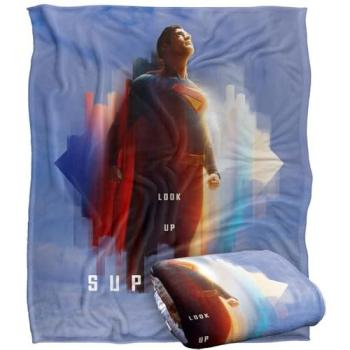 Superman 2025 Ultra‑Soft Look Up Shield Throw – 60″ x 50″ (White)