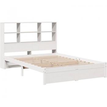 White Solid Pine Bed + Storage Cabinet – 120x190cm, Dual Size