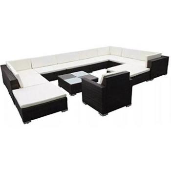 Set Lounge da Giardino 12 pz con Cuscini in Polyrattan Marrone