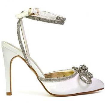 Sparkly Ivory Bow Court Shoes (Saxon Collection)