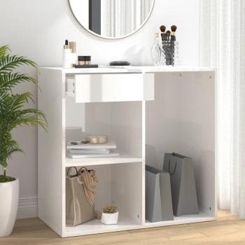 Meuble Rangement Chambre Blanc Brillant 80x40x75 cm Bois d'Ingénierie