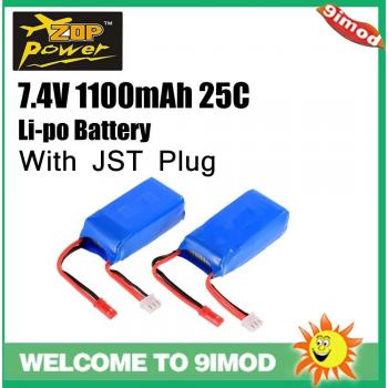 ZOP Power 2S 7.4V 1100mAh 25C Lipo Battery with JST Plug