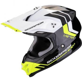 Casque de motocross Scorpion VX-16 Evo Air Fusion Noir Blanc Jaune XS