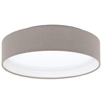 White Ceiling Flush Fixture, Taupe Fabric Cover – 11W LED