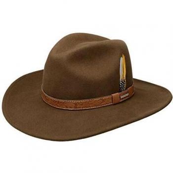 Capuchon cowboy à bord large, cuir bandeau – Marron
