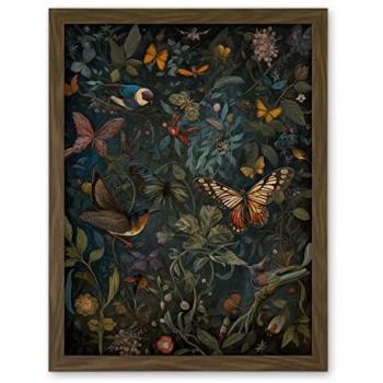 Classic William Morris Flora & Fauna Wall Decor, 18 by 24, Brown Finish