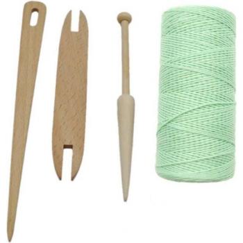 Natural Wood Shuttle Sticks for Knitting and Weaving (4 Pack)