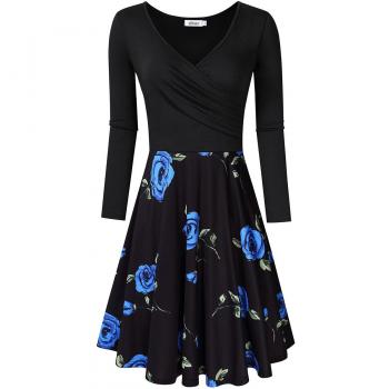 MISSKY Women's 3/4 Sleeve Floral Dress