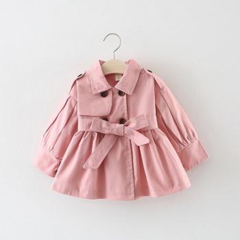 Girls' Pink Long Sleeve Trench Coat for Spring