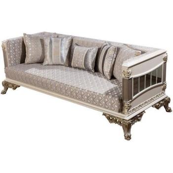Casa Padrino – Elegantes Barocksofa mit Spiegeloptik, Farben: Silber, Weiß, Grau, Gold