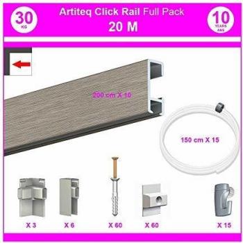 NEWLY Pack Eco 20 mètres de cimaise Click Rail Aluminium