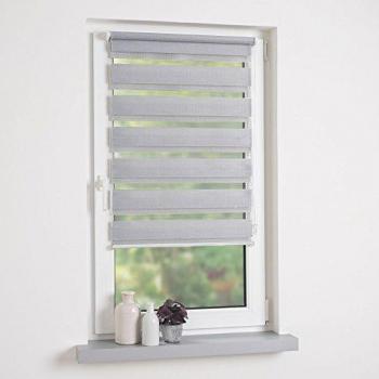Doppelrollo Klemmfix, grau, 60 x 160 cm, ohne Bohren