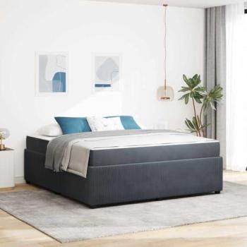 Lit en velours gris foncé avec matelas inclus 180 x 200 cm