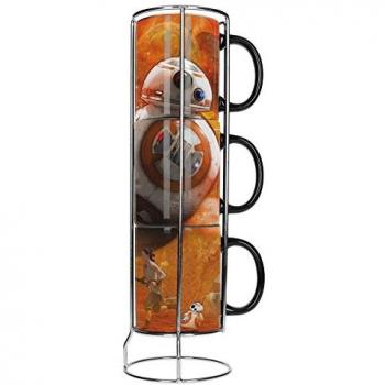 Juego de 3 tazas apilables, cerámica, diseño BB-8