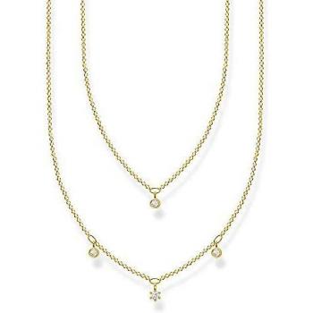 Thomas Sabo DOPPEL HÄLFTHALS KETTEN Damen – 40–45 cm, weiße Steine in 925 Sterling