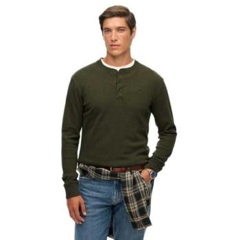 Superdry Olive Green Long Sleeve Henley 2XL – Marl Edition