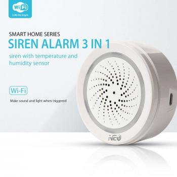 WiFi Siren Alarm with Integrated Temperature and Humidity Sensor for Alexa