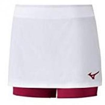 Mizuno Women’s Flex Skort, White, Graphic Logo – Medium