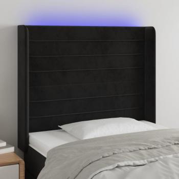 Cabecero de cama LED en terciopelo negro 103x16x118/128 cm