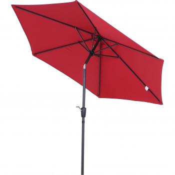 Outsunny Sombrilla para Jardín Parasol de Aluminio Ø260x235 cm Reclinable Rojo