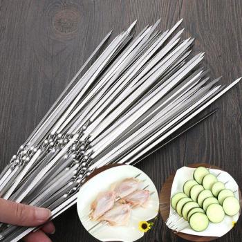 Brochetas de acero inoxidable para parrilla, palo plano de 100 cm, 30/50/28.5 Uds