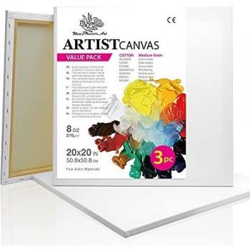 Wuxi Phoenix 3-Pack 20x20 in. Framed Canvas – 50x50 cm Blank, Pre-Stretched for Oil & Acrylic Artworks