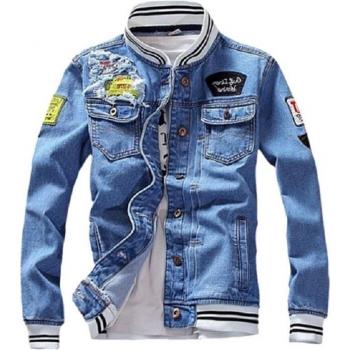Camisa Jeans Hombre con Cremallera y Cuello