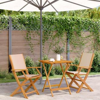 Set da tavola bistrot 3 pezzi, colore beige, tela e legno massello