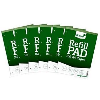 Silvine A4 Refill Pad Narrow Ruled 160 Pages Green Pack 6