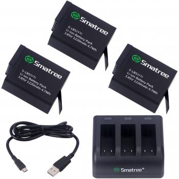 Batterie Smatree 3x + Caricabatterie Triplo per GoPro (Hero 2018/5/6)