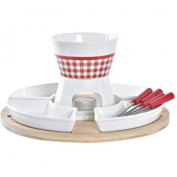 Fondue DKD Home Decor Rosso 26,5 x 26,5 x 1,5 cm (10 pezzi)