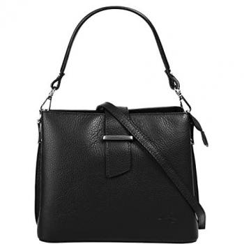 Cluty Handtasche „Black Shine“ – echtes italienisches Leder, unifarben