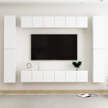 VidaXL 10 Peças de Móveis para TV em Madeira Branca