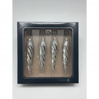 LeGer Home Lena Gercke – Silberschneeflocken Set, 4 Teile, 11 cm Glas