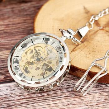 Collar de Reloj Mecánico con Cuerda y Cadena Vintage