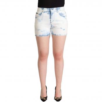 Dolce & Gabbana Chic Witte Blauw Shorts met Denim Detail
