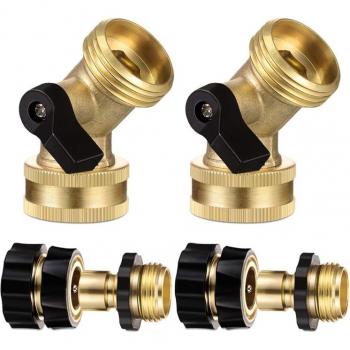 Brass Shut Off Valve Gooseneck Connector Set for Garden Hose