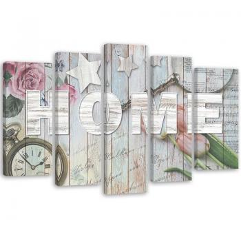 Arte Casa Cuore Legno Rustico Tela 100x70 Grigio