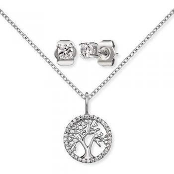 Ohrring und Ketten Set ENGELSRUFER Multipack Schmuck Geschenk, LEBENSBAUM, ERMT-LILTREE-ZI, silber