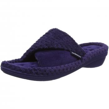 Isotoner Women's Popcorn Turnover Open Back Slippers, Navy, 6 UK 39 EU